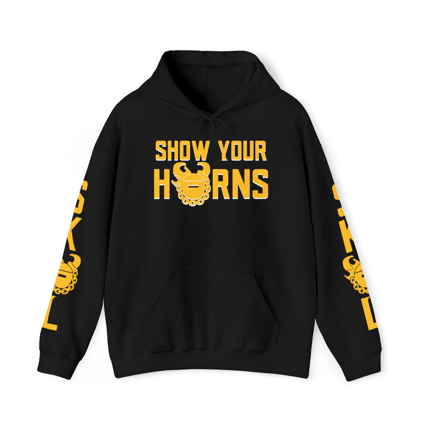Unisex Heavy Blend™ Hooded Sweatshirt - Show Your Horns + Original (Sleeves)