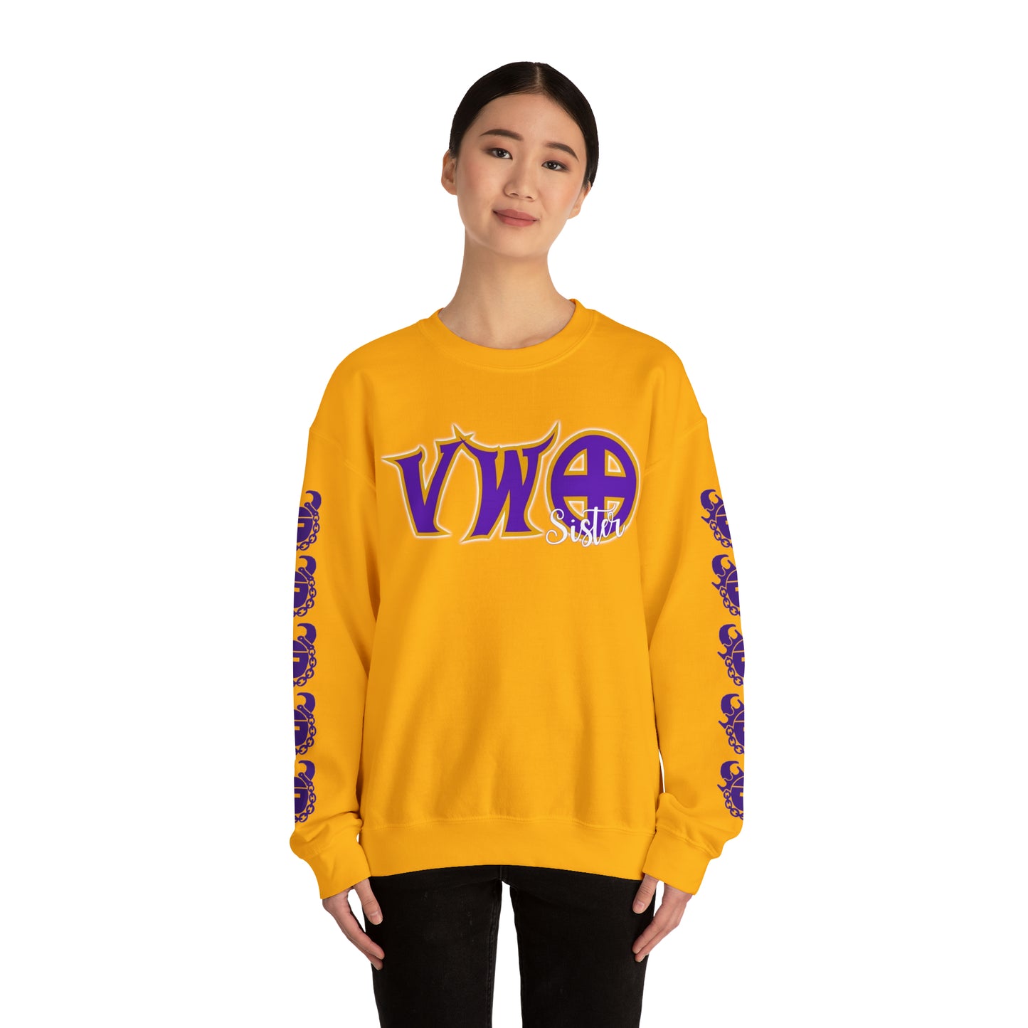Unisex Heavy Blend™ Crewneck - VWO Sister + Game Day Helmet (Sleeves)