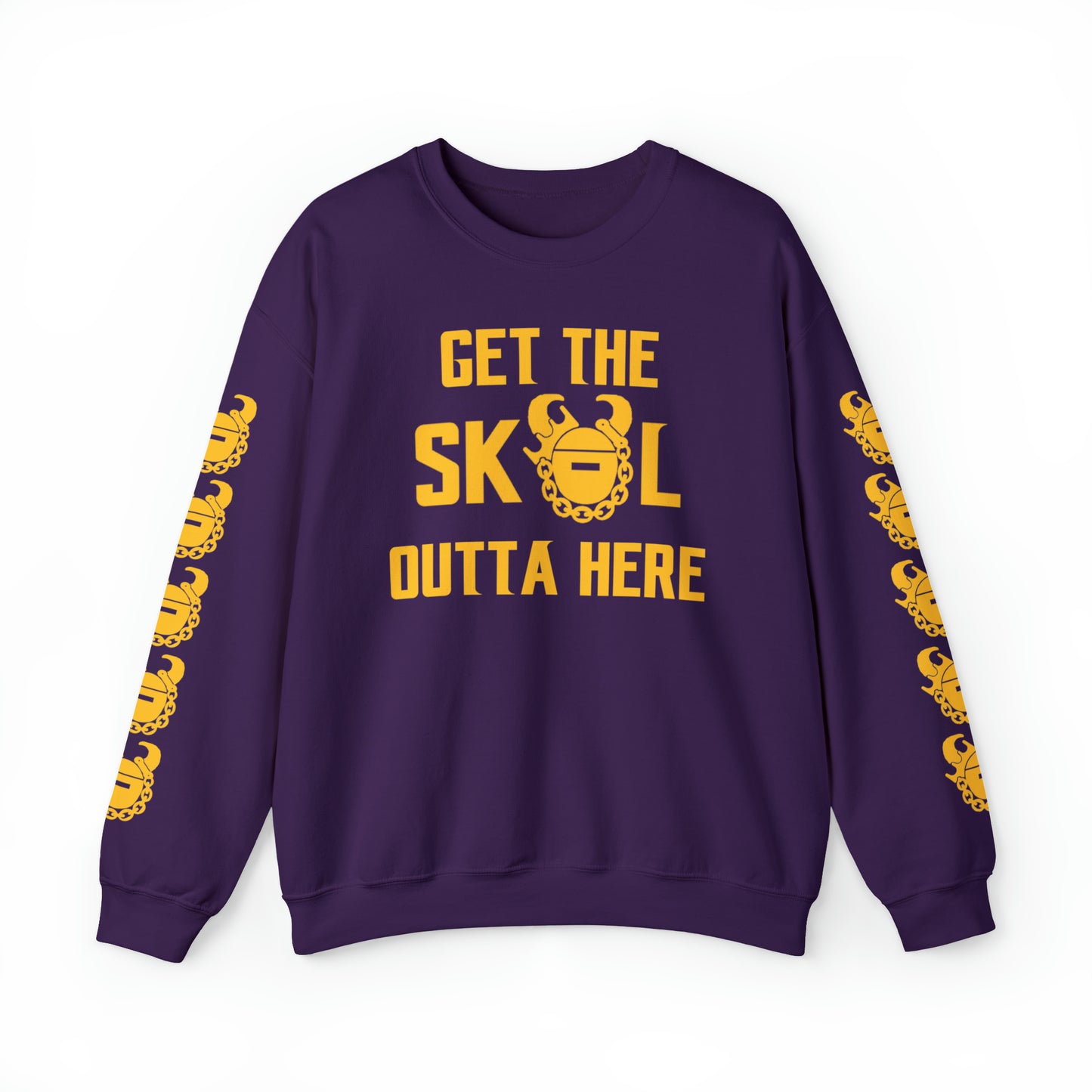 Unisex Heavy Blend™ Crewneck - Get OUTTA Here + Game Day Helmet (Sleeves)