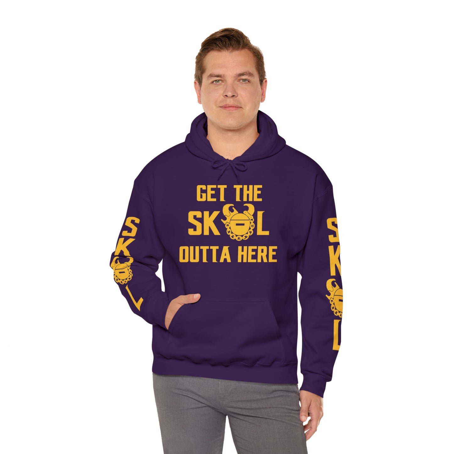 Unisex Heavy Blend™ Hooded Sweatshirt - Get OUTTA Here + Original (Sleeves)