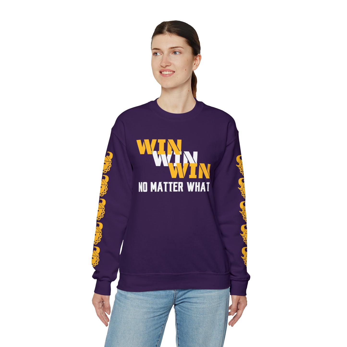 Unisex Heavy Blend™ Crewneck - No Matter What + Game Day Helmet (Sleeves)