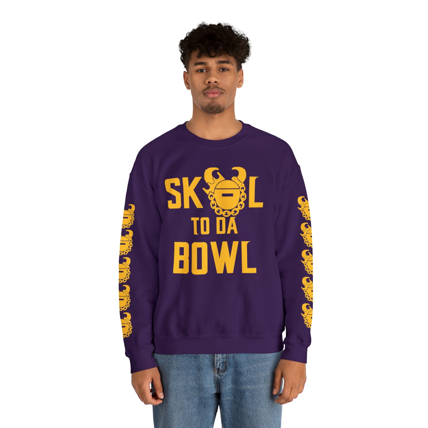 Unisex Heavy Blend™ Crewneck - to da BOWL + Game Day Helmet (Sleeves)