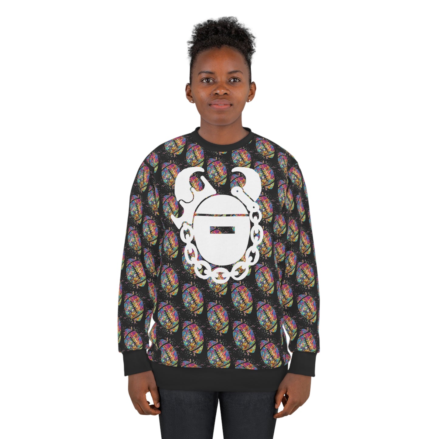 Unisex Crewneck - Color Blast Football - Game Day Helmet