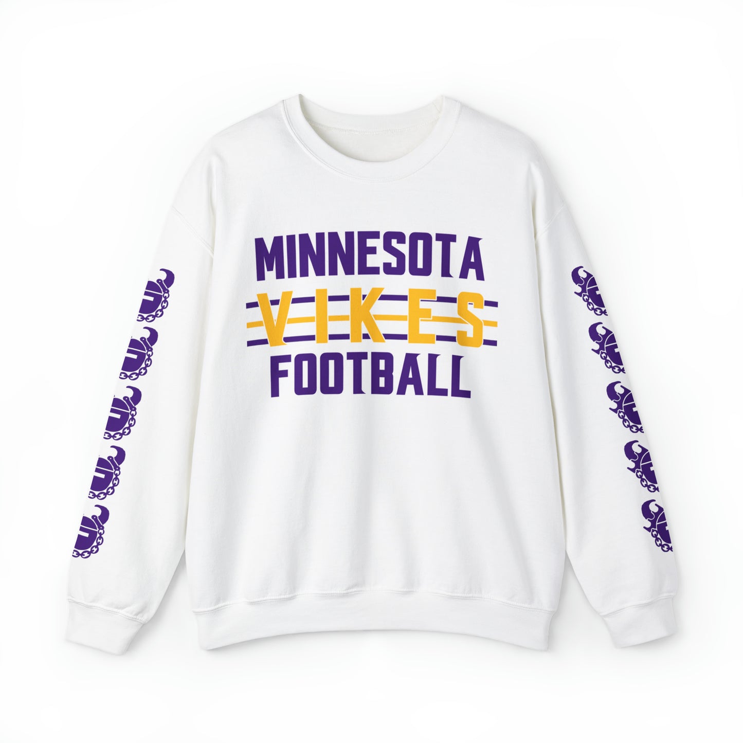 Unisex Heavy Blend™ Crewneck - Vikes Football + Game Day Helmet (Sleeves)