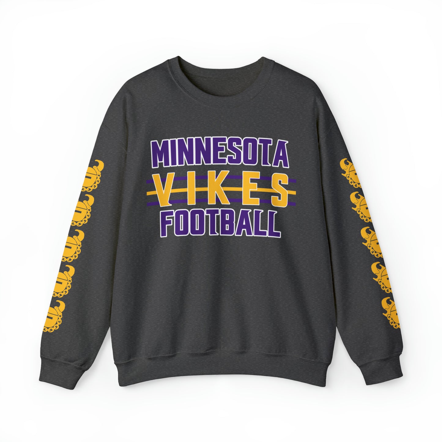 Unisex Heavy Blend™ Crewneck - Vikes Football + Game Day Helmet (Sleeves)