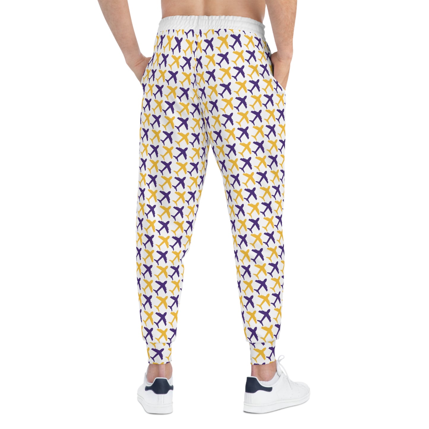 Unisex Athletic Joggers - White/Jet Planes - V-W-O