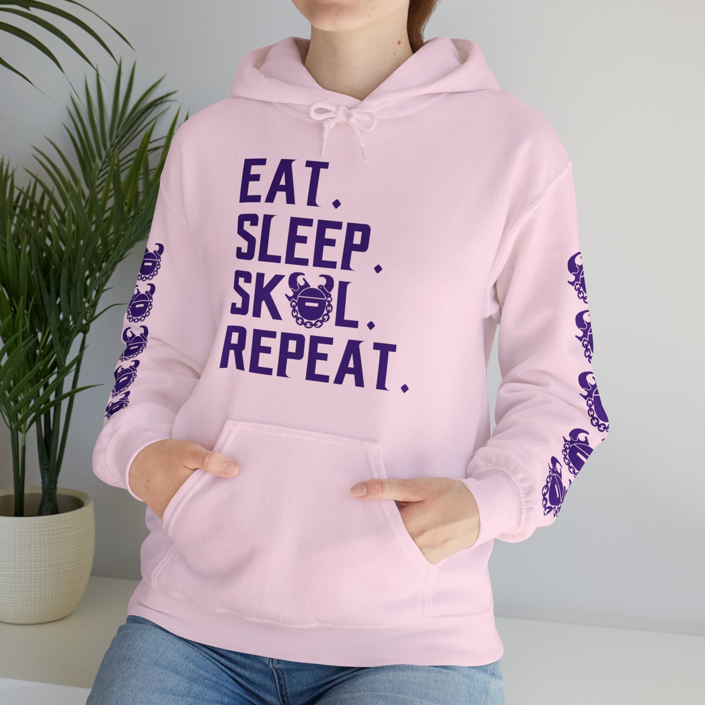 Unisex Heavy Blend™ Hooded Sweatshirt - Eat. Sleep. Repeat. + Game Day Helmet (Sleeves)