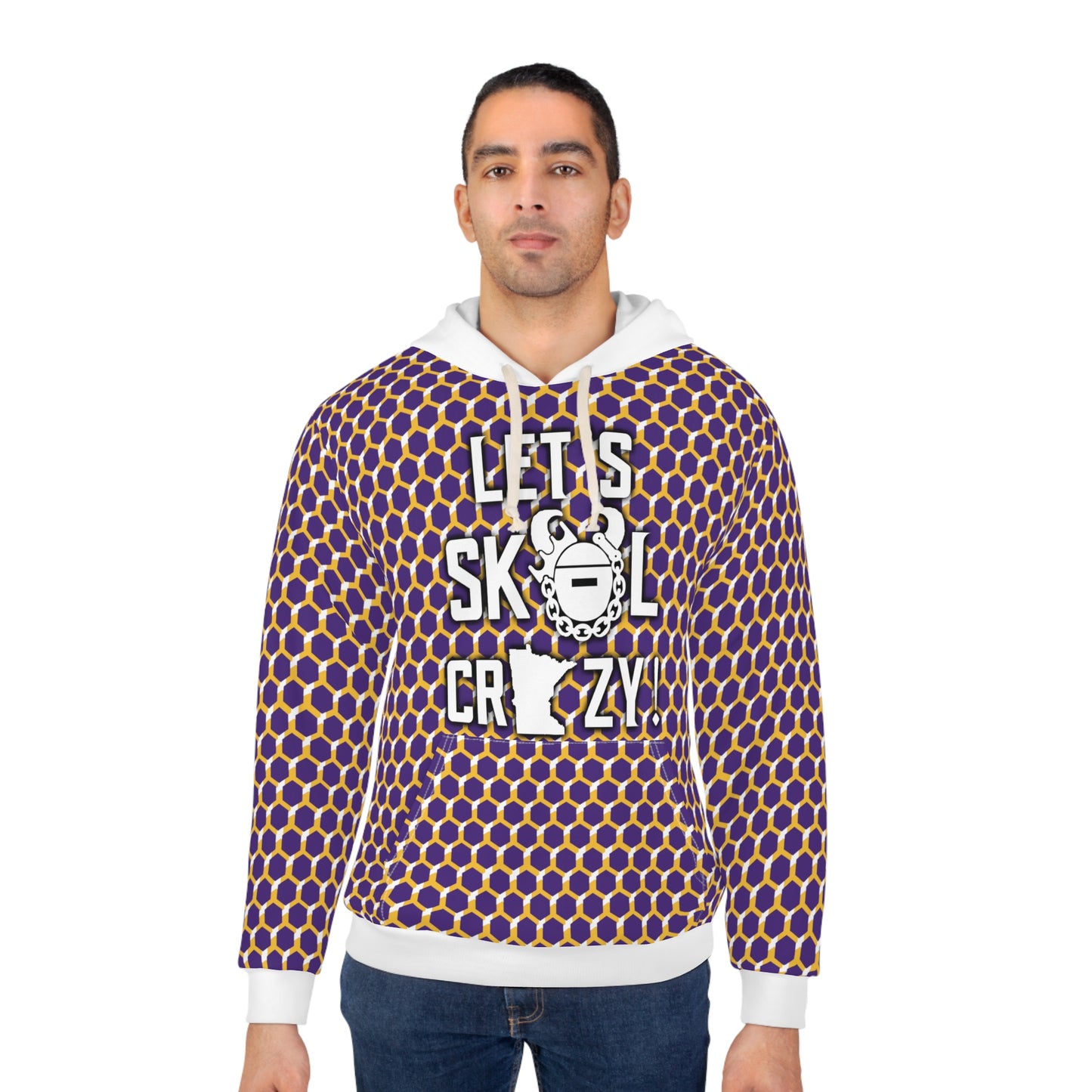 Unisex Pullover Hoodie - Purple/Gold Hex - Let's go Crazy!