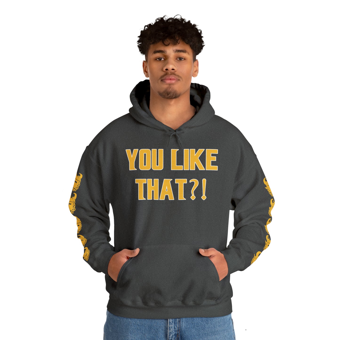 Unisex Heavy Blend™ Hooded Sweatshirt - YOU LIKE THAT?! + Game Day Helmet (Sleeves)