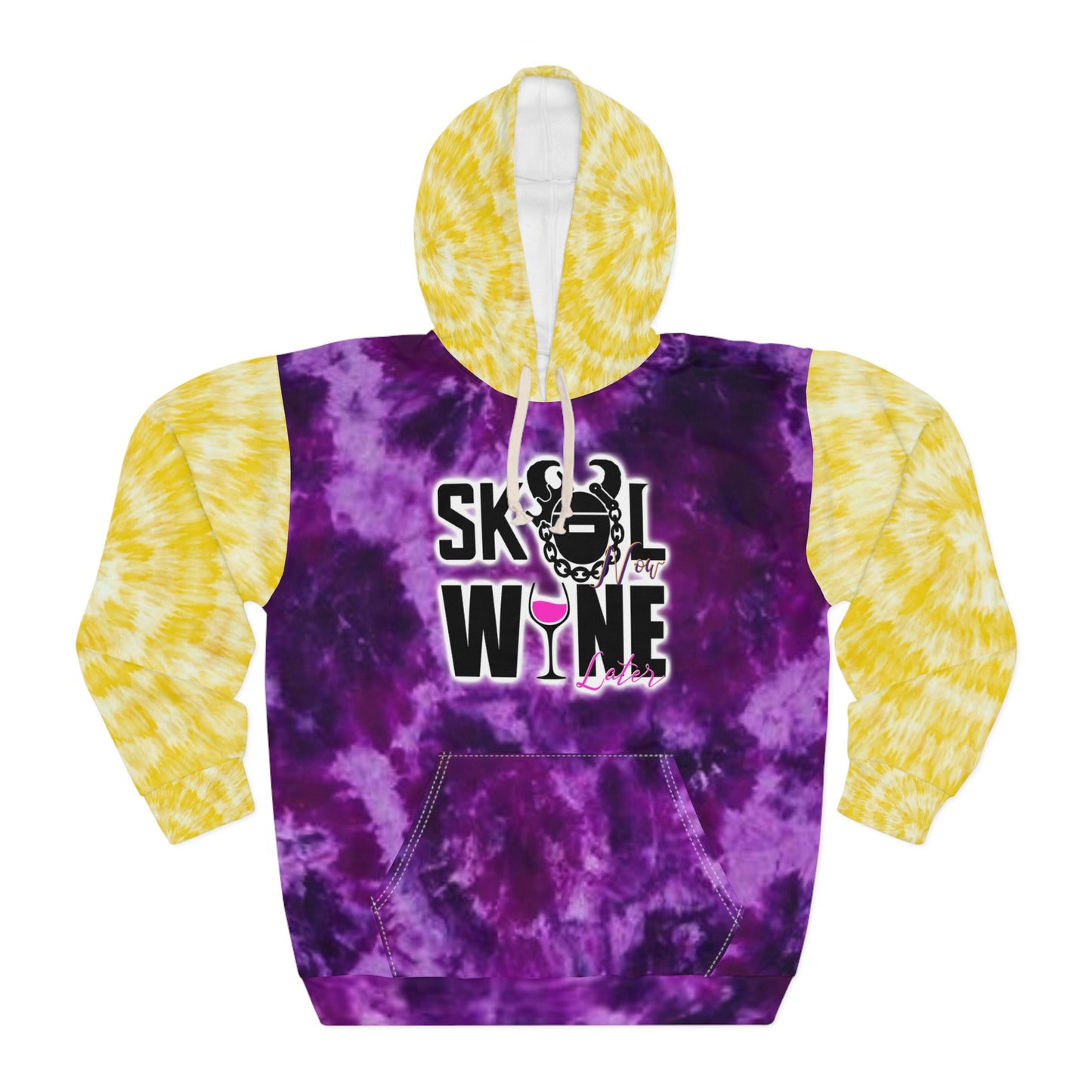 Unisex Pullover Hoodie - Purple/Gold Tie-Dye - WINE later