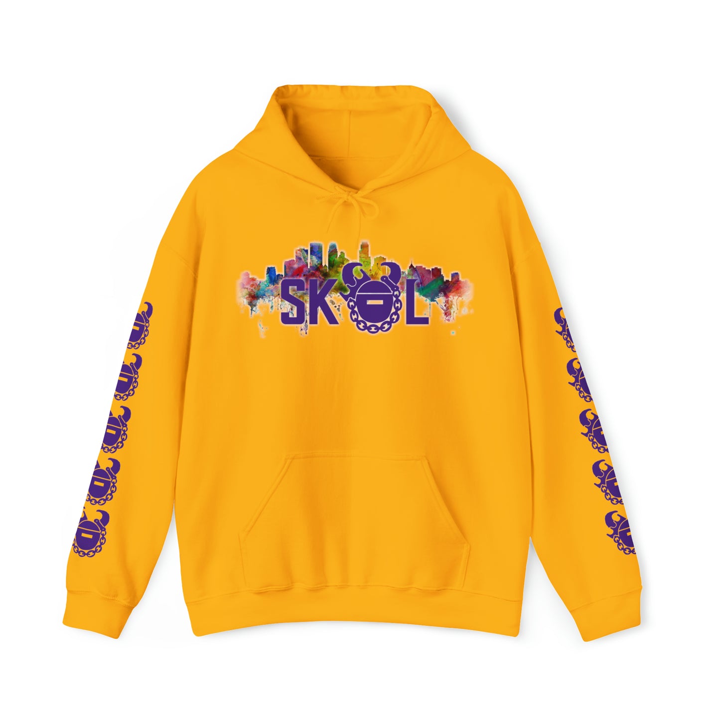 Unisex Heavy Blend™ Hooded Sweatshirt - Skyline + Game Day Helmet (Sleeves)