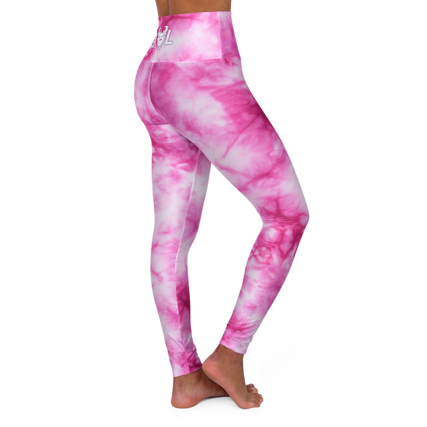 High Waisted Yoga Leggings - Pink Tie-Dye