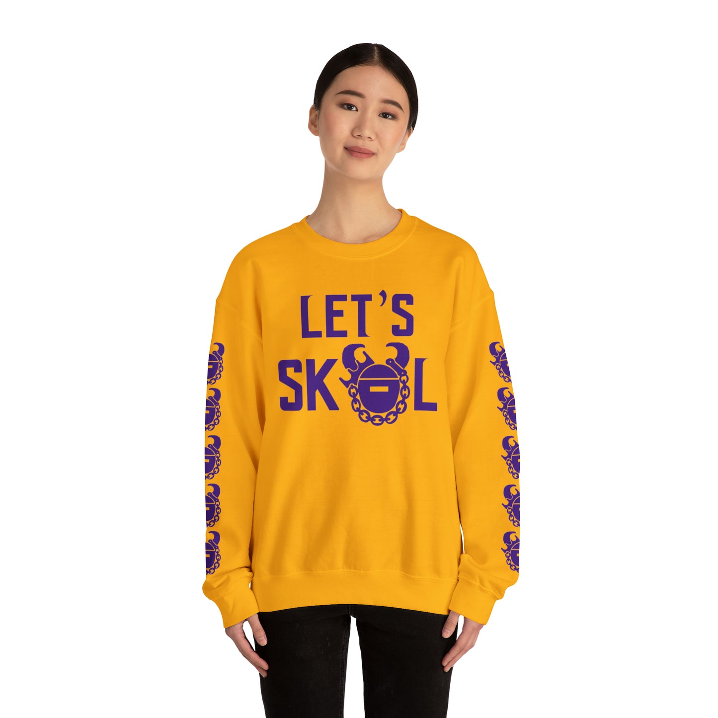 Unisex Heavy Blend™ Crewneck - Let's go! + Game Day Helmet (Sleeves)