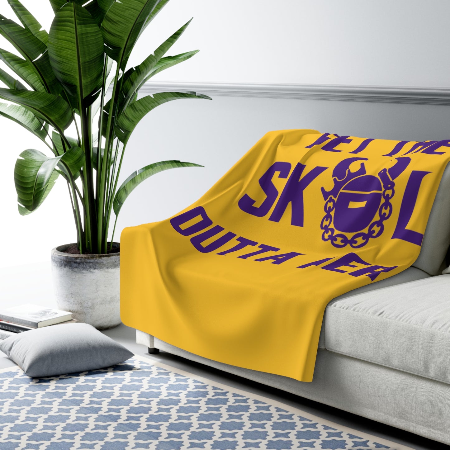 Sherpa Fleece Blanket - Gold/Purple - Get OUTTA Here