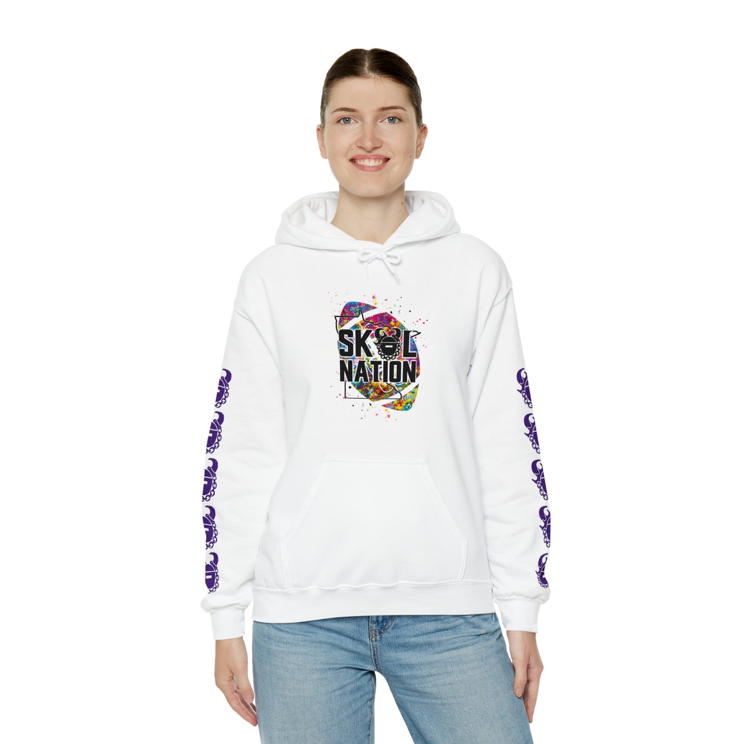Unisex Heavy Blend™ Hooded Sweatshirt - MN Nation (Color Blast) + Game Day Helmet (Sleeves)