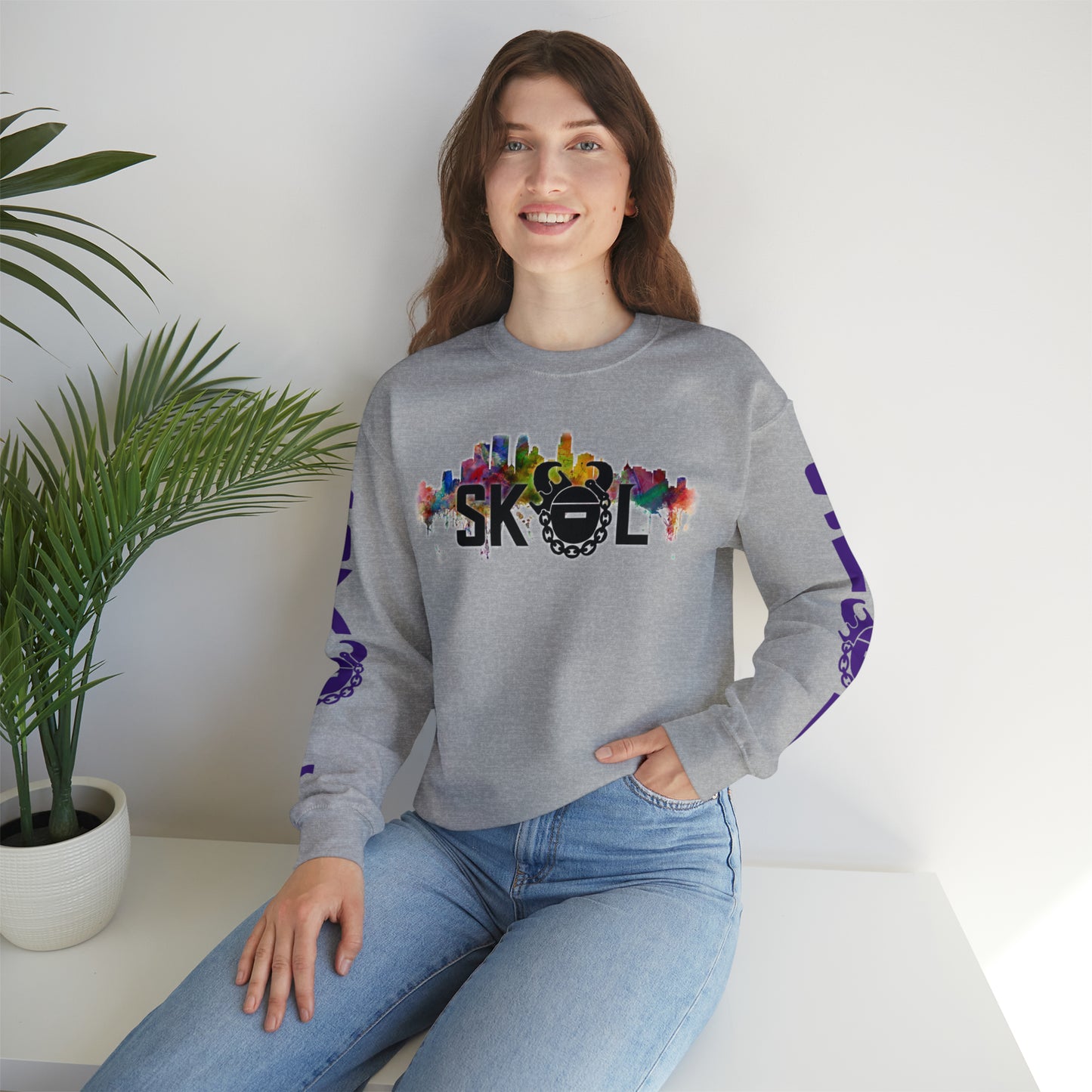 Unisex Heavy Blend™ Crewneck - Skyline + The Original (Sleeves)