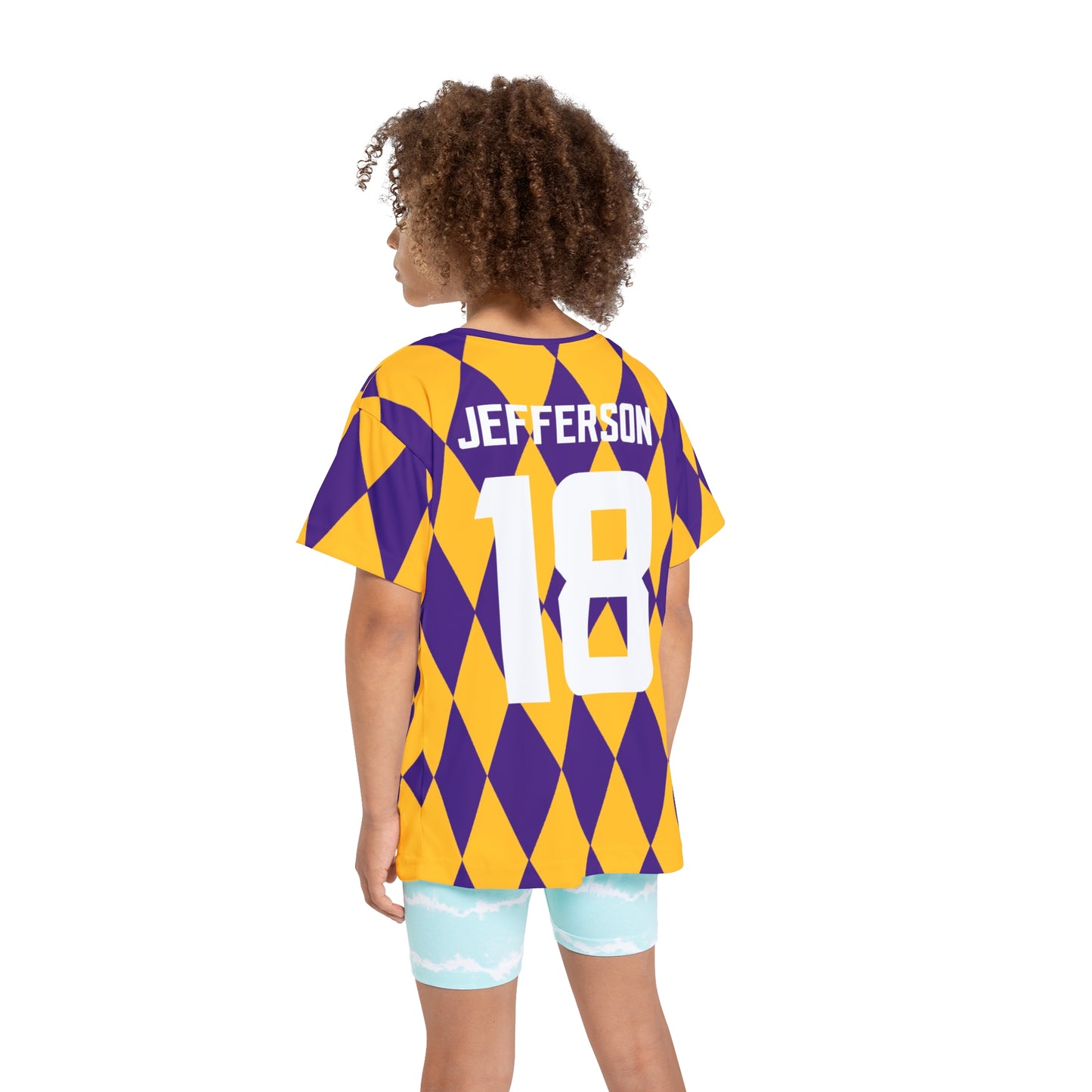 Kids Sports Jersey (Purple/Gold Diamonds) - Jersey #18