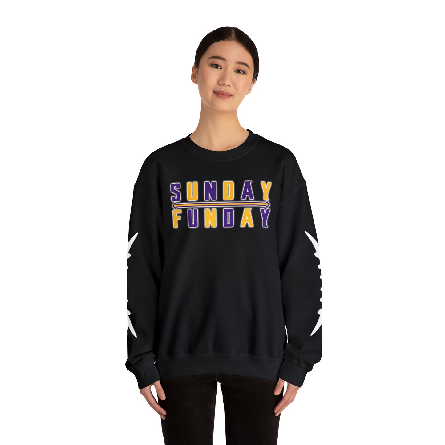 Unisex Heavy Blend™ Crewneck - Sunday FUNday + Laces (Sleeves)