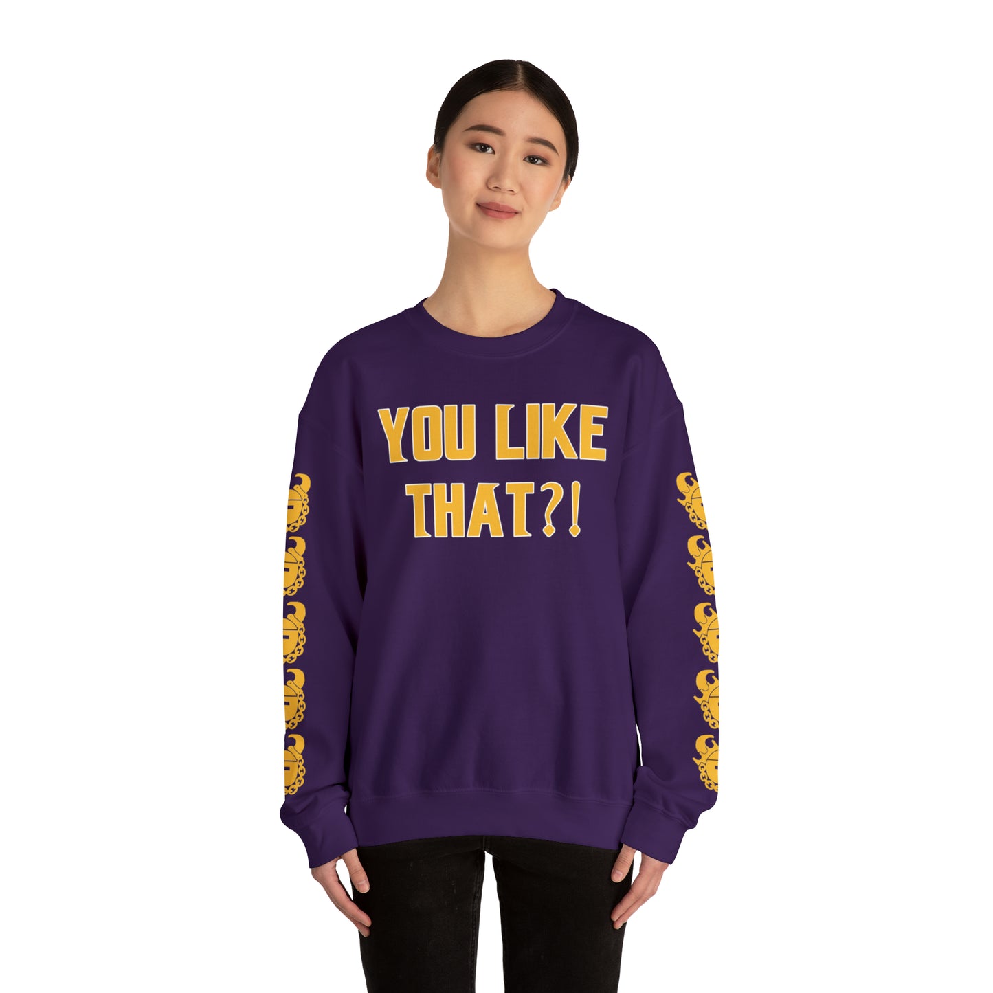 Unisex Heavy Blend™ Crewneck - YOU LIKE THAT?! + Game Day Helmet (Sleeves)