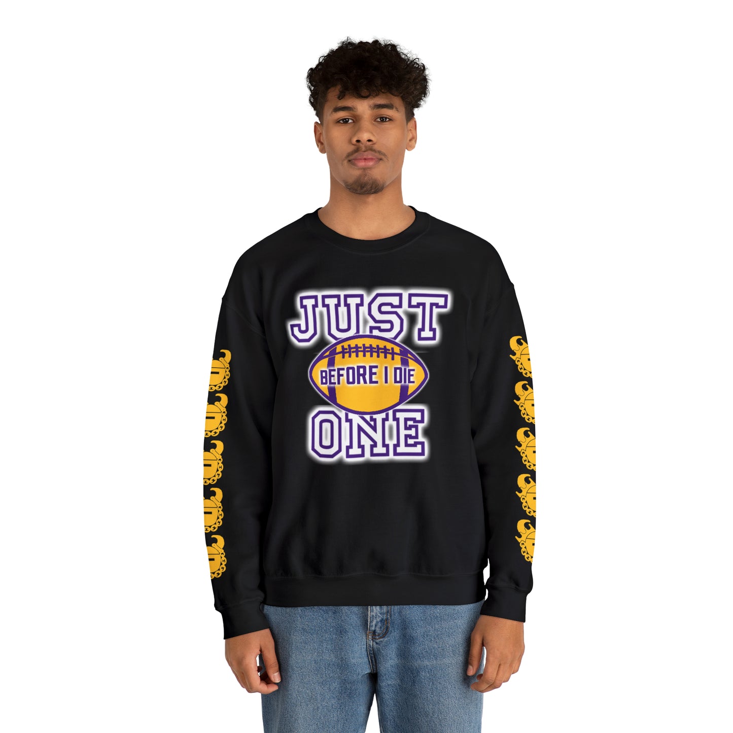 Unisex Heavy Blend™ Crewneck - Just ONE + Game Day Helmet (Sleeves)