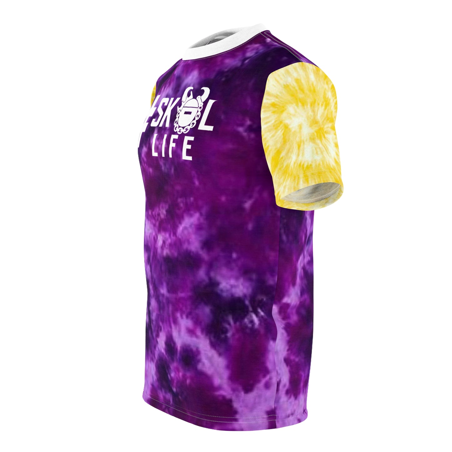 Unisex Cut & Sew Tee - Purple/Gold Tie-Dye - Hashtag - Life