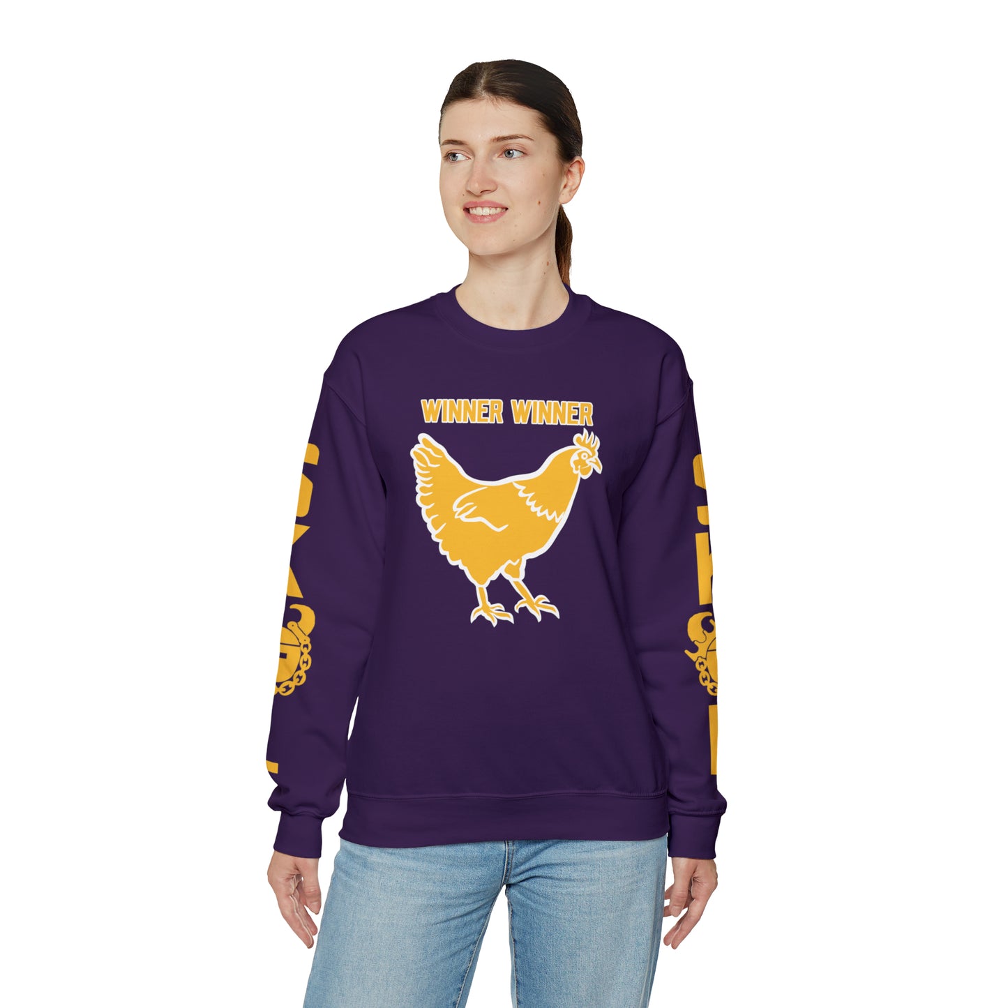 Unisex Heavy Blend™ Crewneck - Winner Winner Chicken Dinner + The Original (Sleeves)