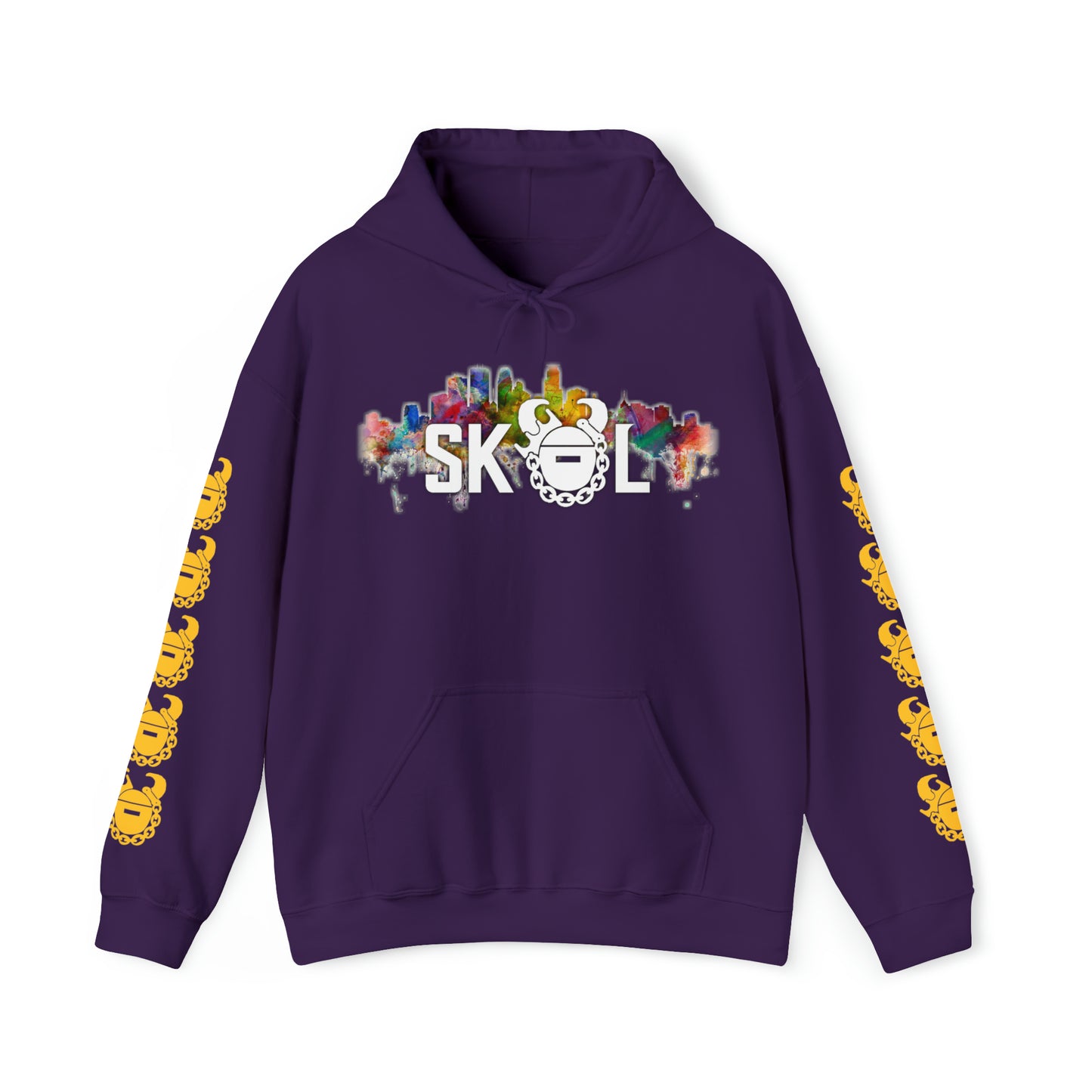 Unisex Heavy Blend™ Hooded Sweatshirt - Skyline + Game Day Helmet (Sleeves)
