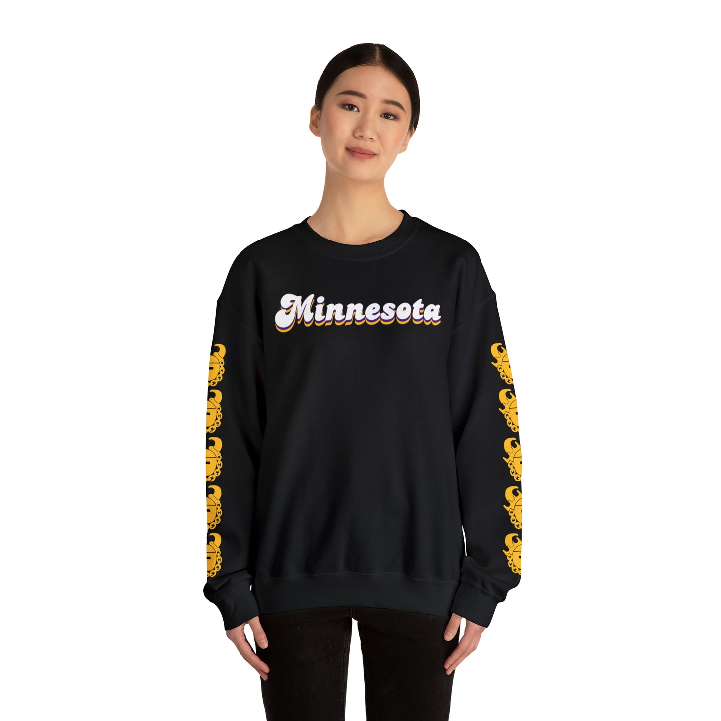 Unisex Heavy Blend™ Crewneck - Minnesota (Retro) + Game Day Helmet (Sleeves)