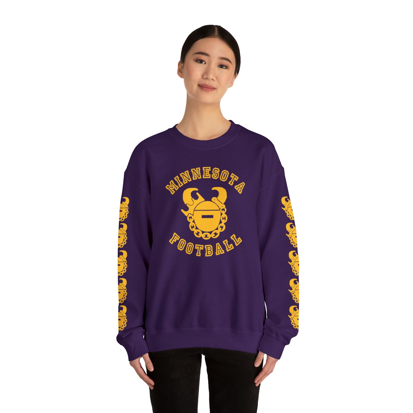 Unisex Heavy Blend™ Crewneck - Minnesota Football + Game Day Helmet (Sleeves)