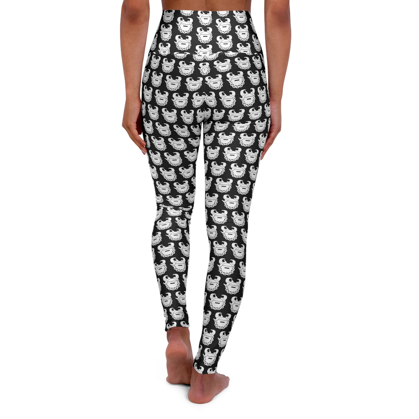 High Waisted Yoga Leggings - Black/White Helmets