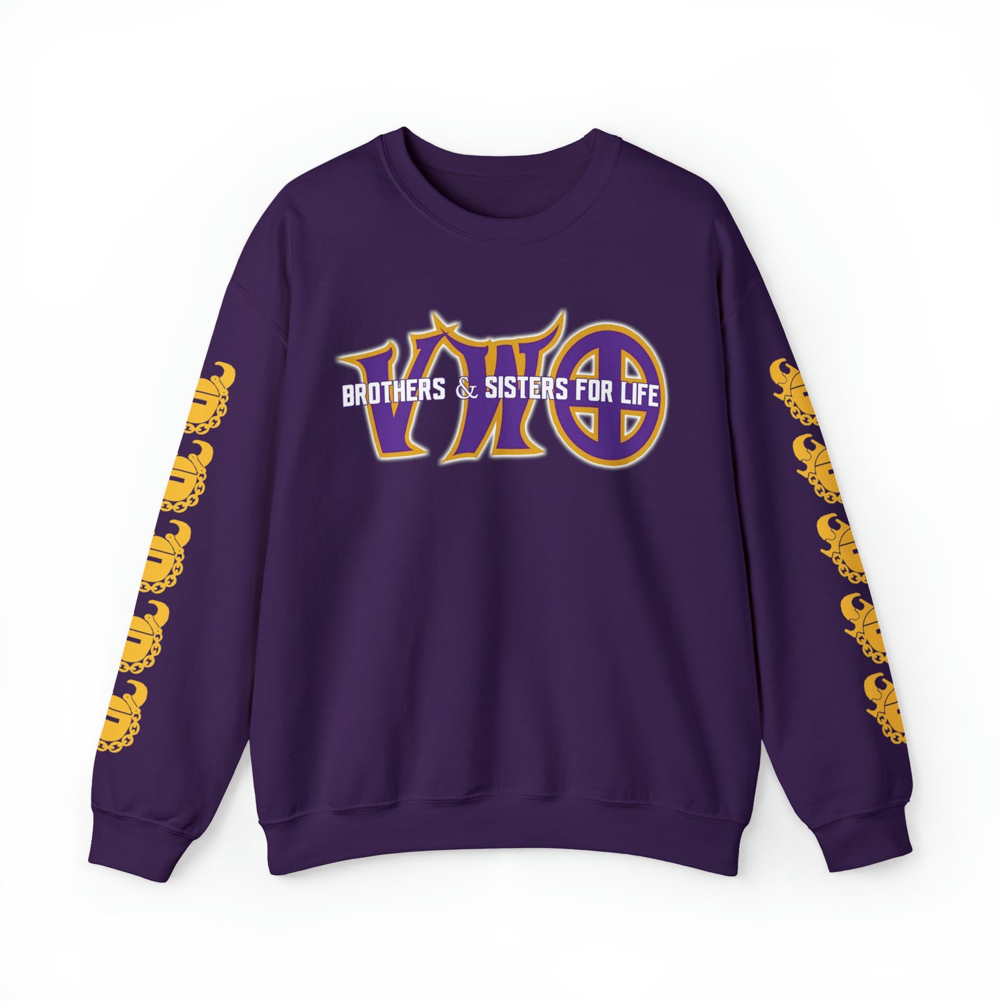 Unisex Heavy Blend™ Crewneck - VWO Brothers & Sisters + Game Day Helmet (Sleeves)
