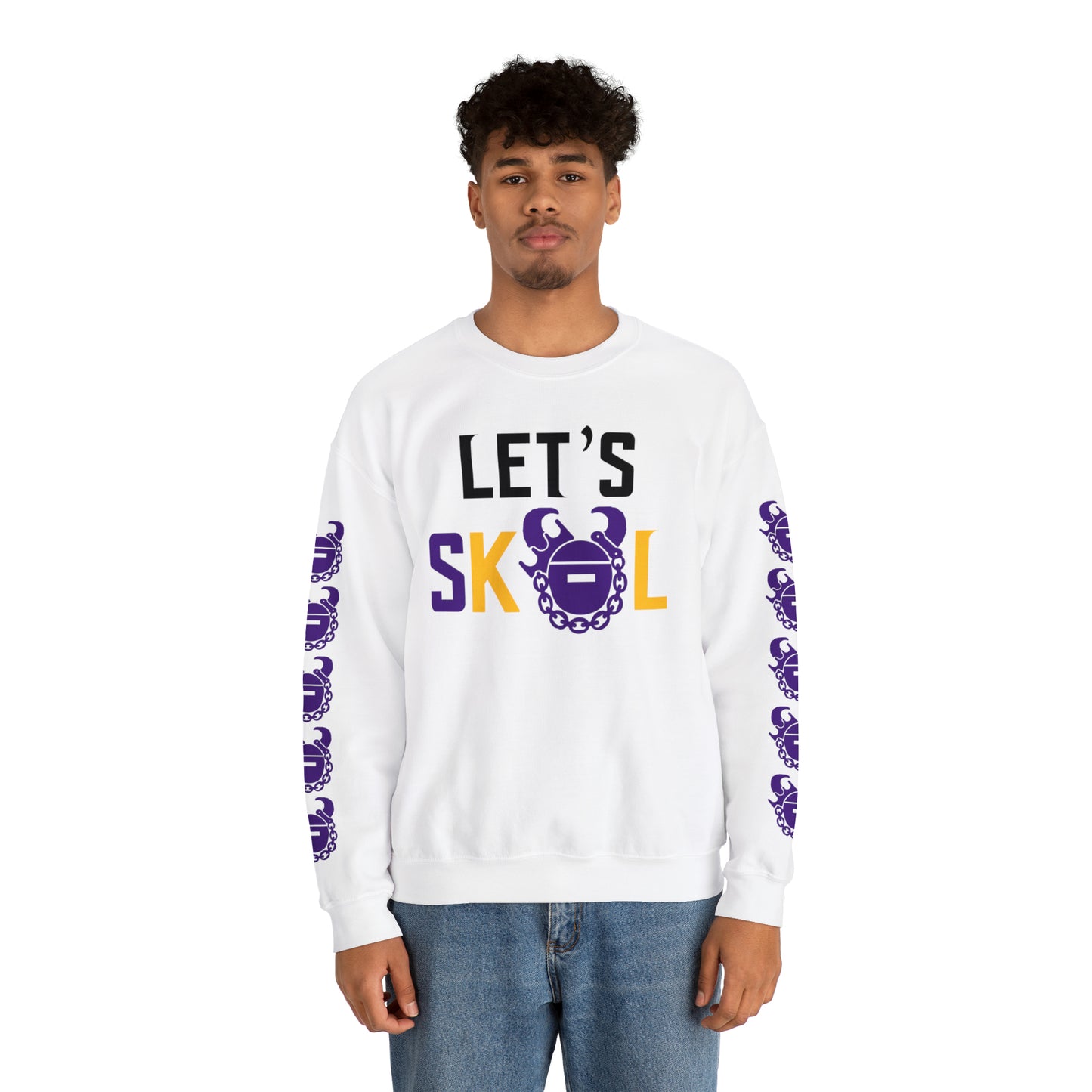Unisex Heavy Blend™ Crewneck - Let's go! + Game Day Helmet (Sleeves)