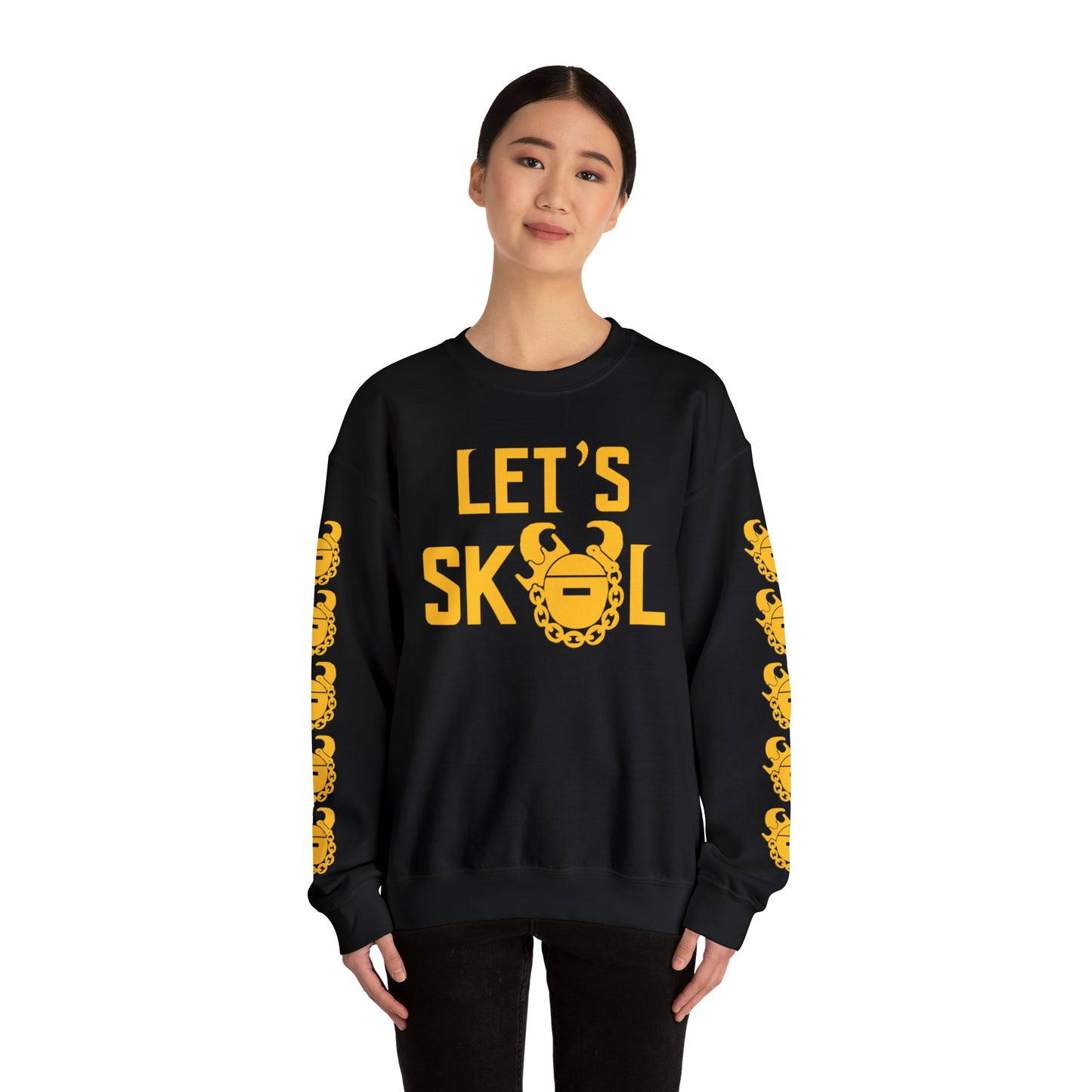 Unisex Heavy Blend™ Crewneck - Let's go! + Game Day Helmet (Sleeves)