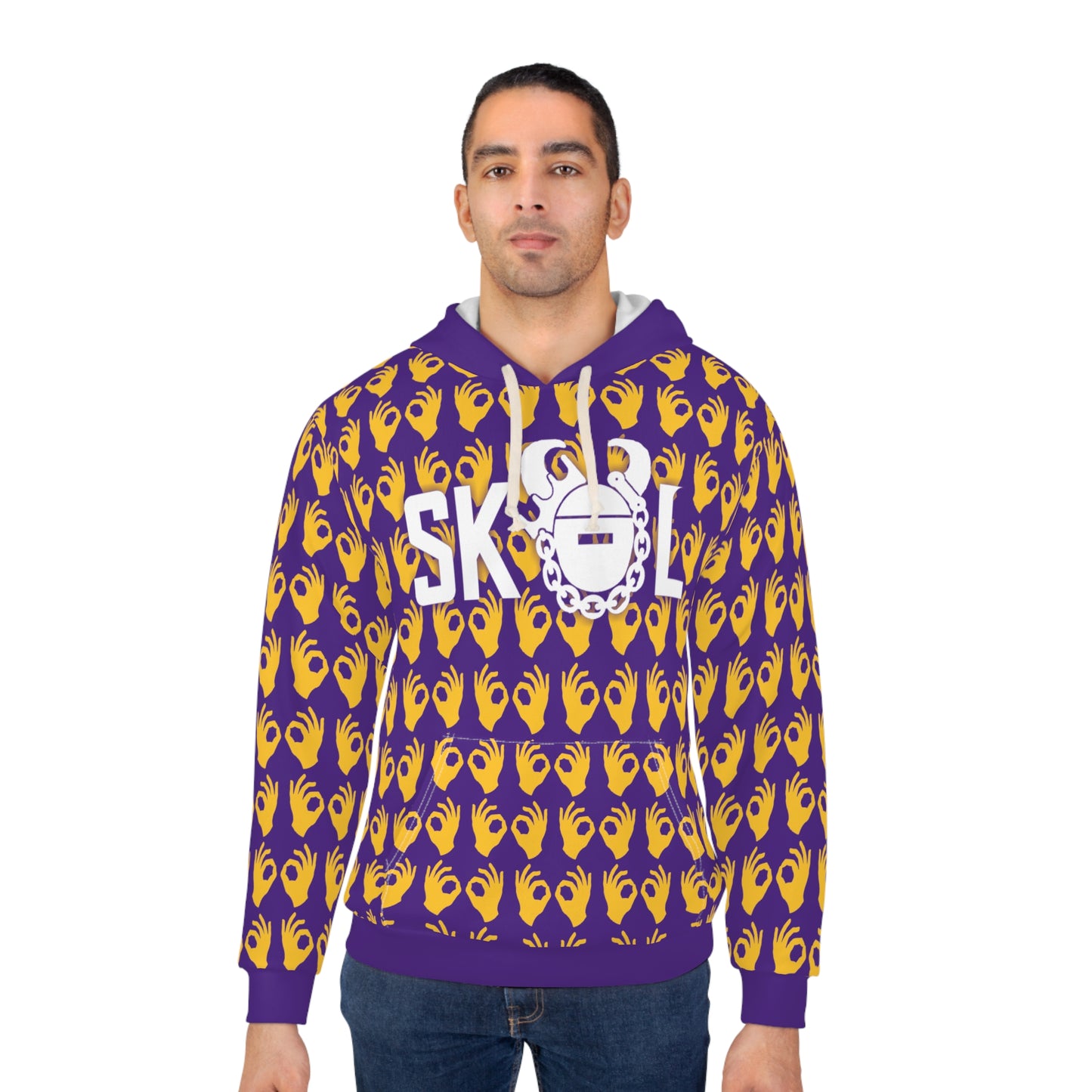 Unisex Pullover Hoodie - Purple/Gold Griddy - The Original