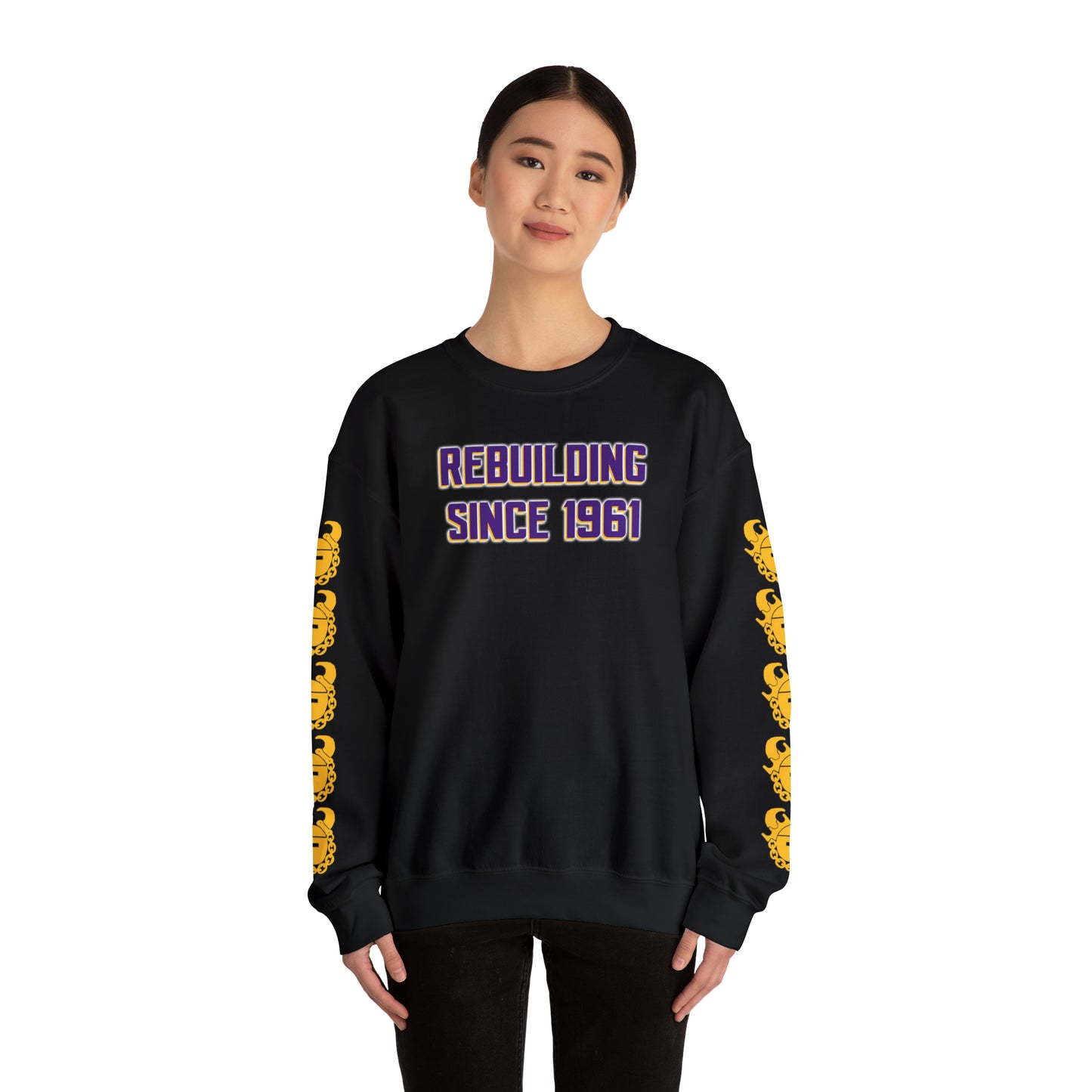 Unisex Heavy Blend™ Crewneck - Rebuilding Since 1961 + Game Day Helmet (Sleeves)