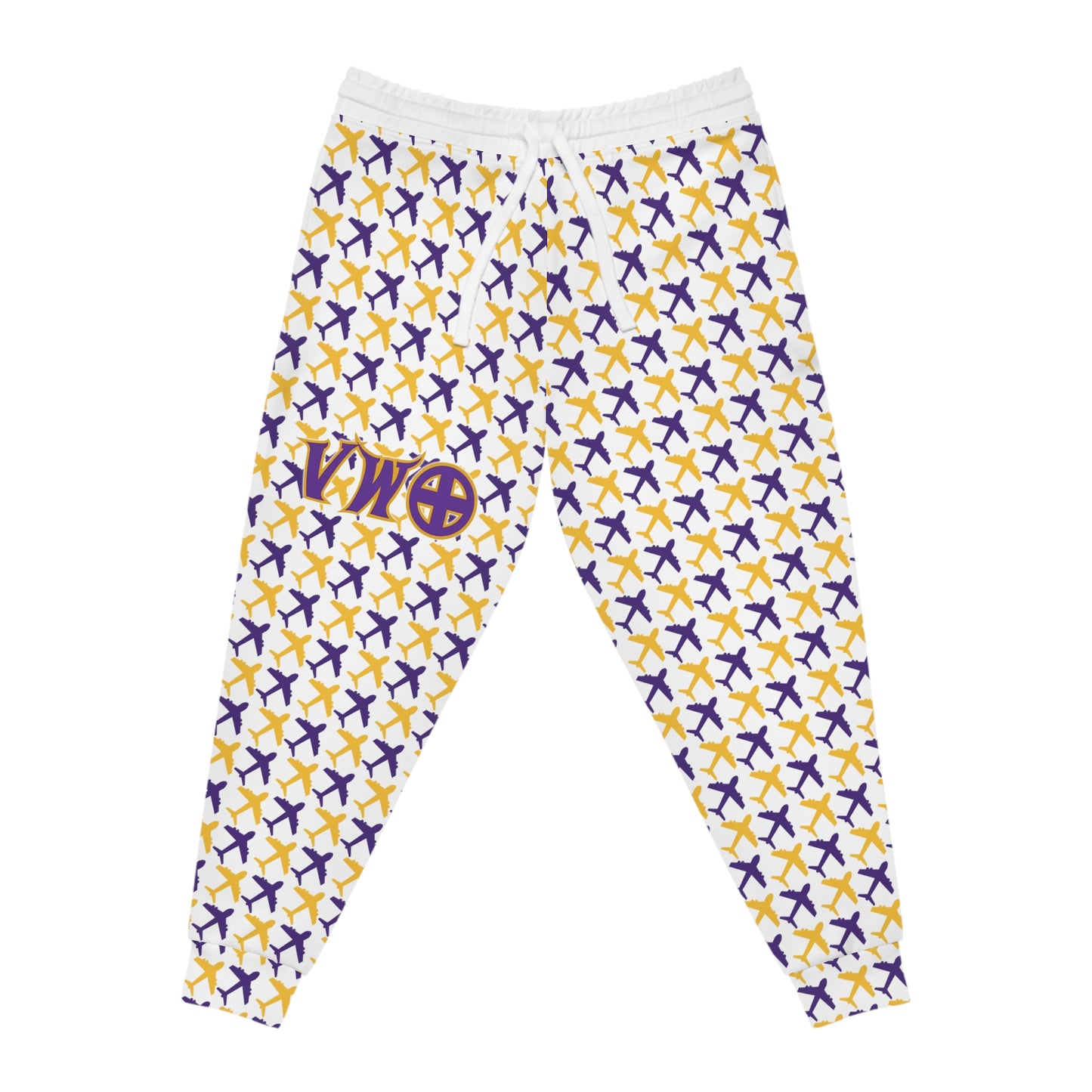 Unisex Athletic Joggers - White/Jet Planes - V-W-O