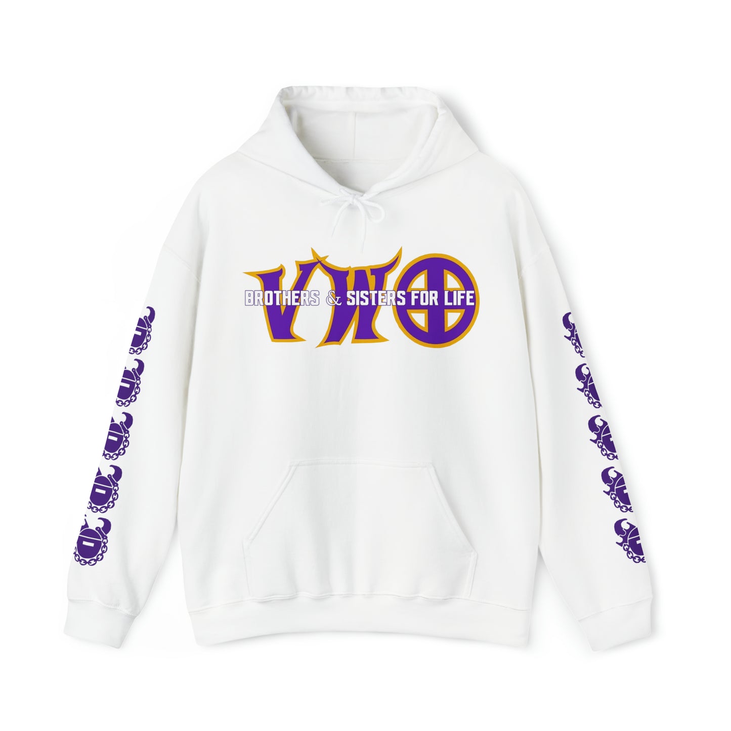 Unisex Heavy Blend™ Hooded Sweatshirt - VWO Brothers & Sisters + Game Day Helmet (Sleeves)