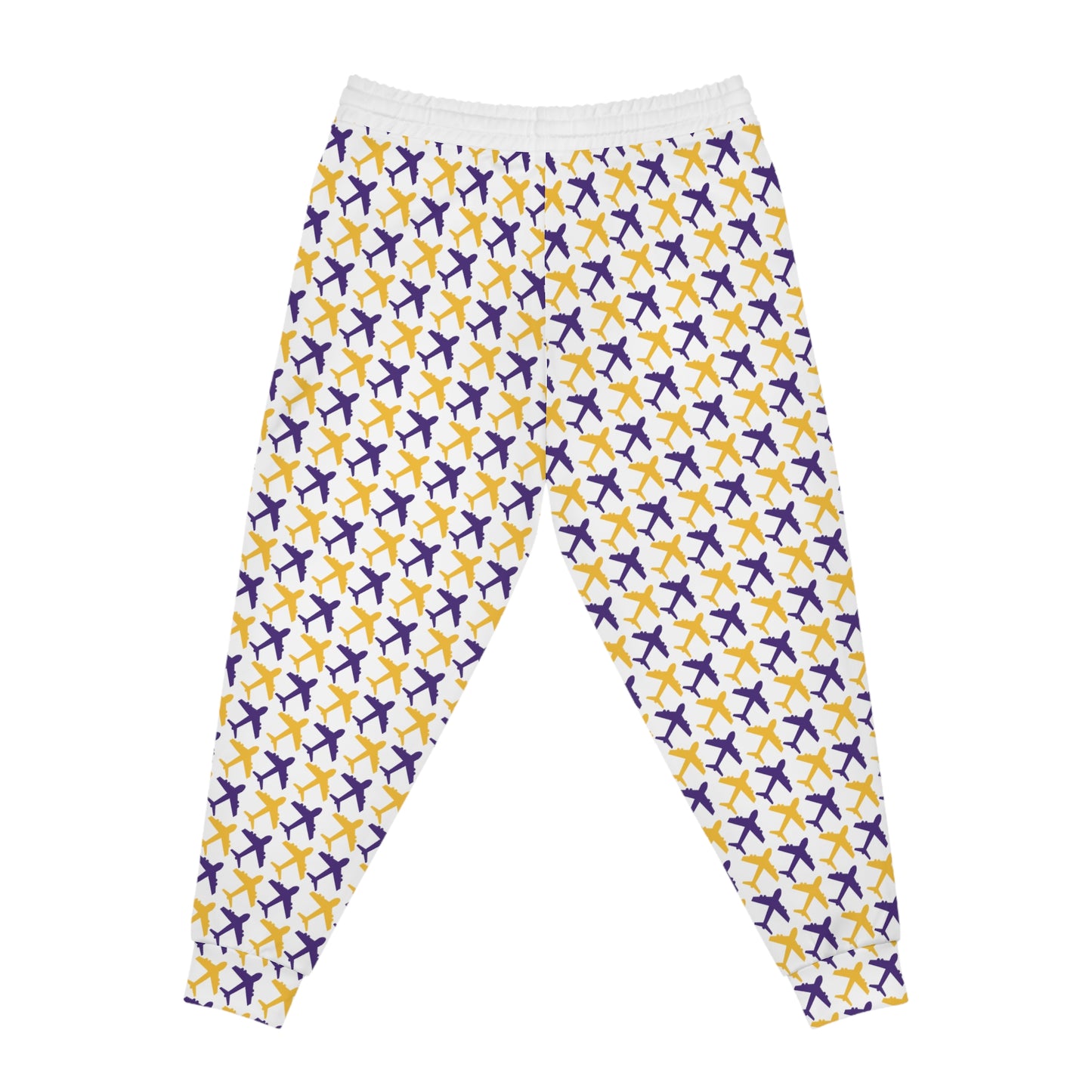 Unisex Athletic Joggers - White/Jet Planes - V-W-O