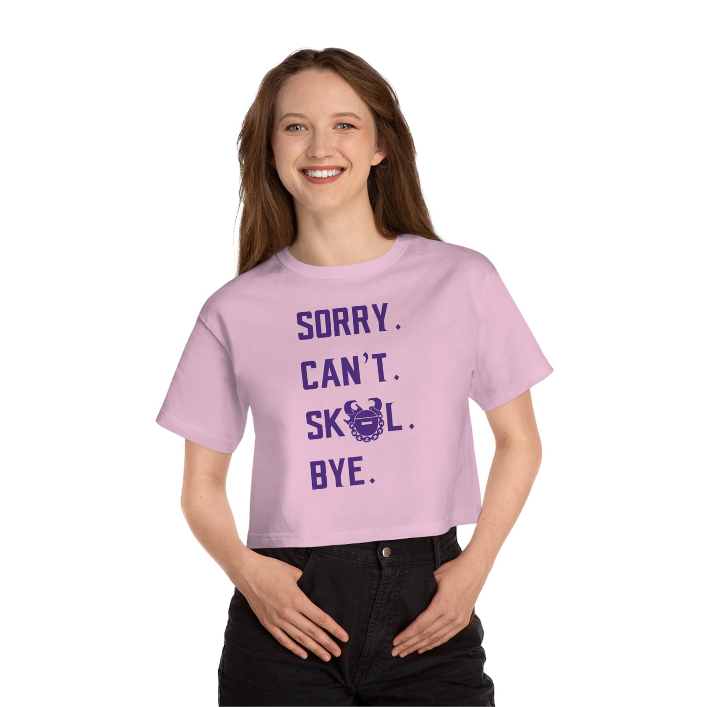 Women's Champion Heritage Cropped Top - Sorry. Can't. Bye.