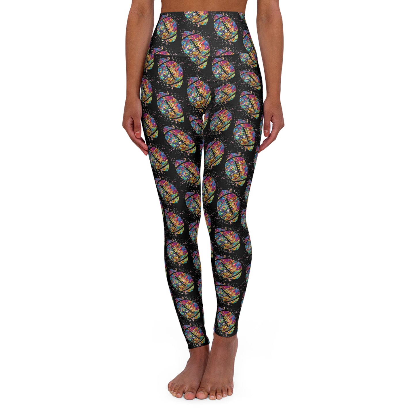 High Waisted Yoga Leggings - Color Blast Football - The Original