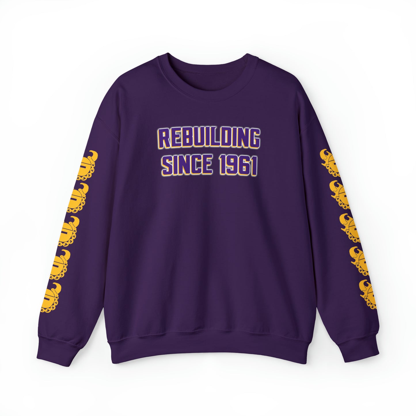 Unisex Heavy Blend™ Crewneck - Rebuilding Since 1961 + Game Day Helmet (Sleeves)