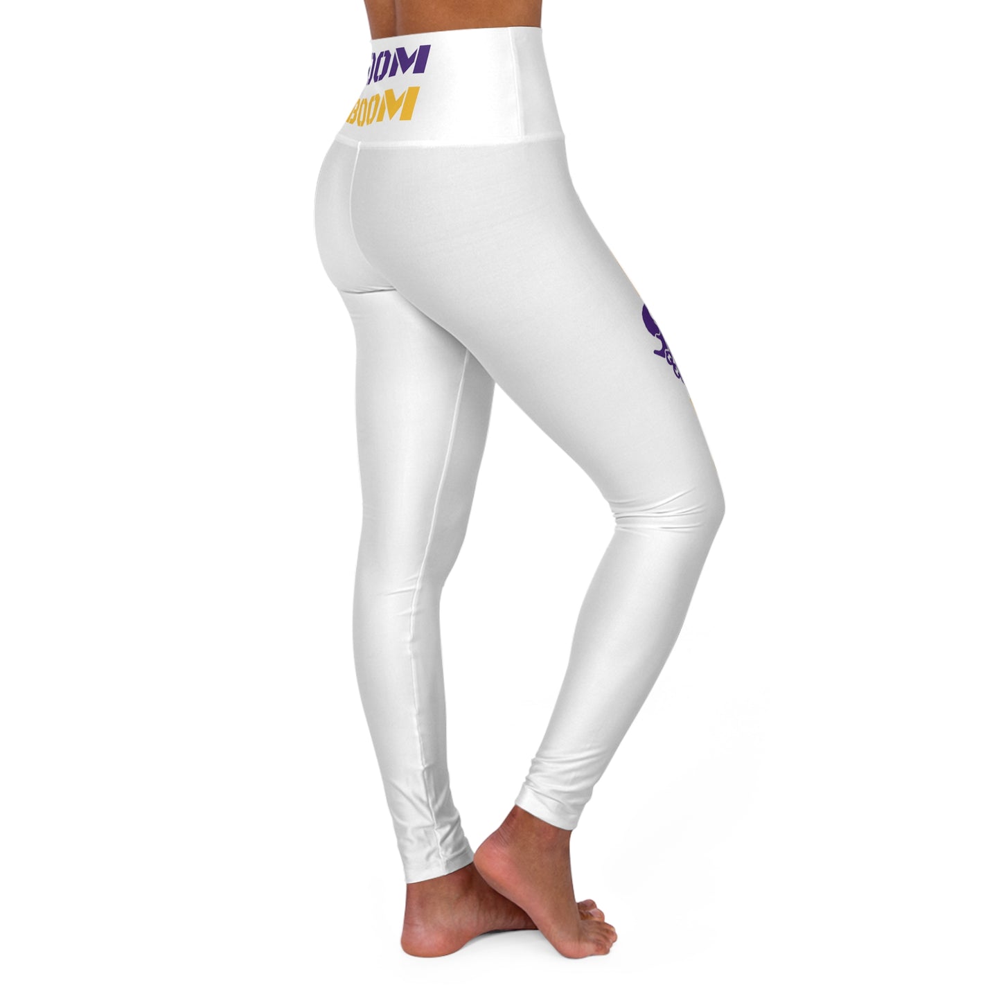 High Waisted Yoga Leggings - White - BOOM BOOM