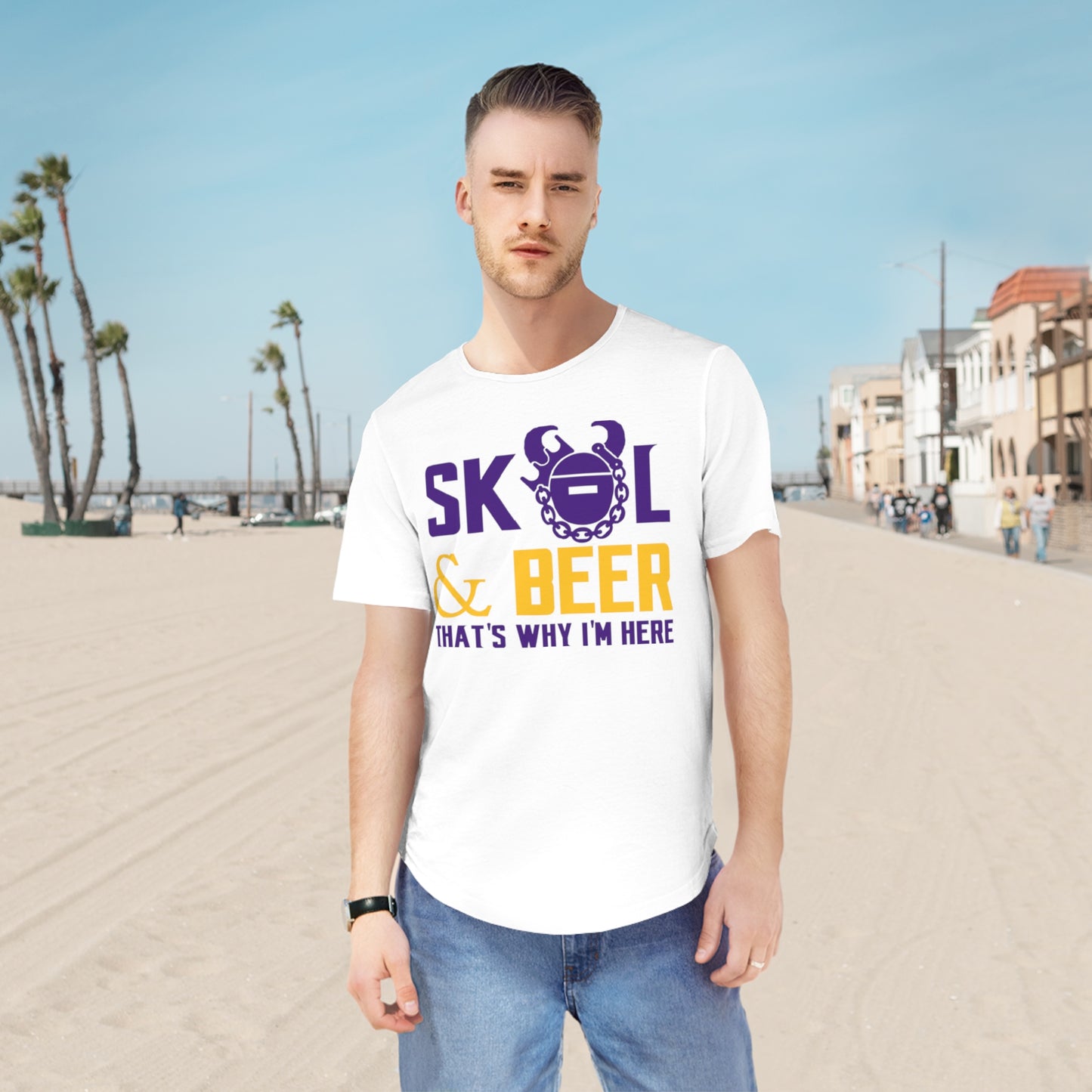 Men's Curved Hem Tee - Football & BEER