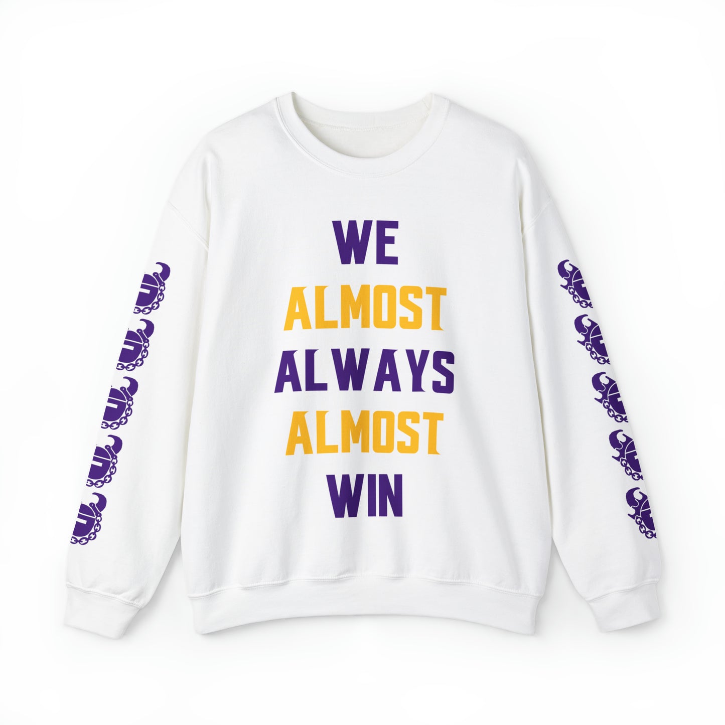 Unisex Heavy Blend™ Crewneck - ALMOST + Game Day Helmet (Sleeves)