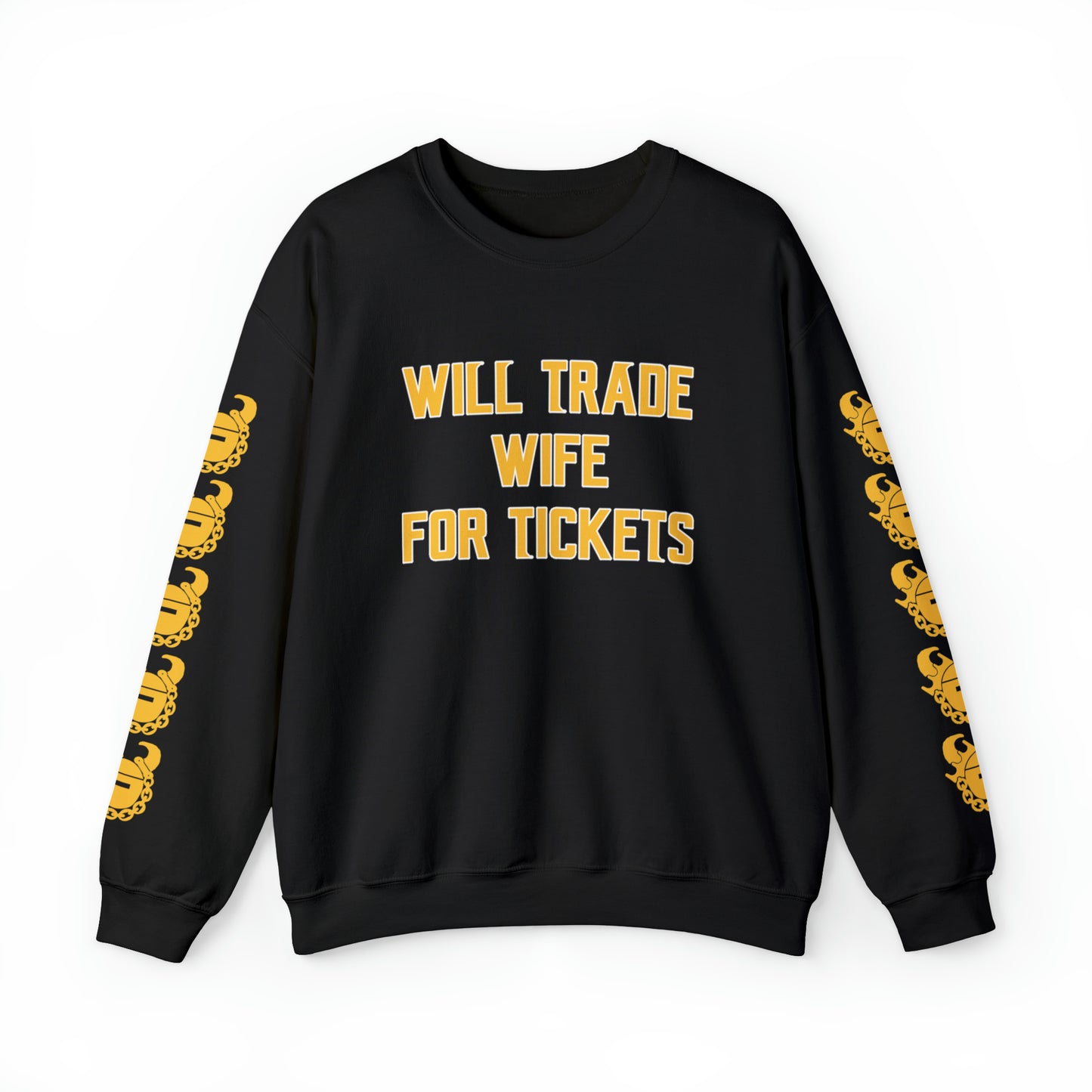 Unisex Heavy Blend™ Crewneck - Wife for Tickets + Game Day Helmet (Sleeves)