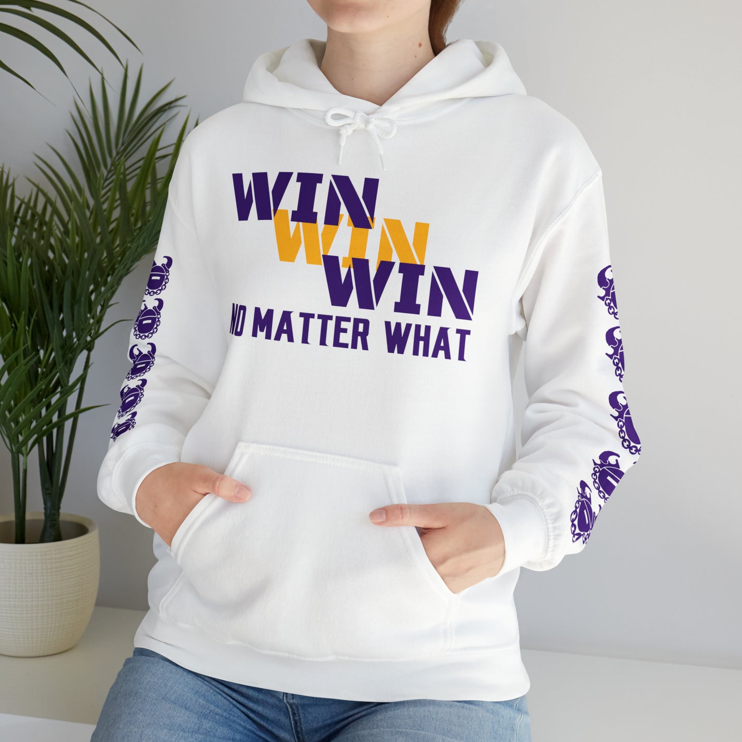 Unisex Heavy Blend™ Hooded Sweatshirt - No Matter What + Game Day Helmet (Sleeves)