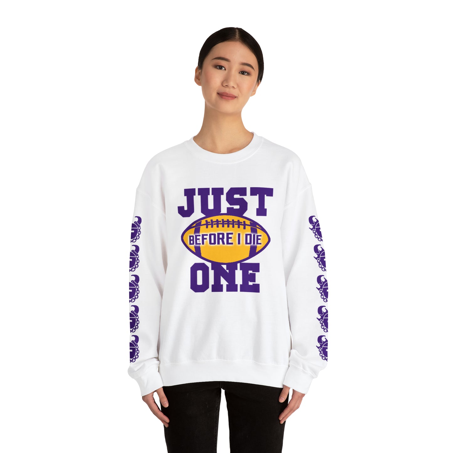 Unisex Heavy Blend™ Crewneck - Just ONE + Game Day Helmet (Sleeves)