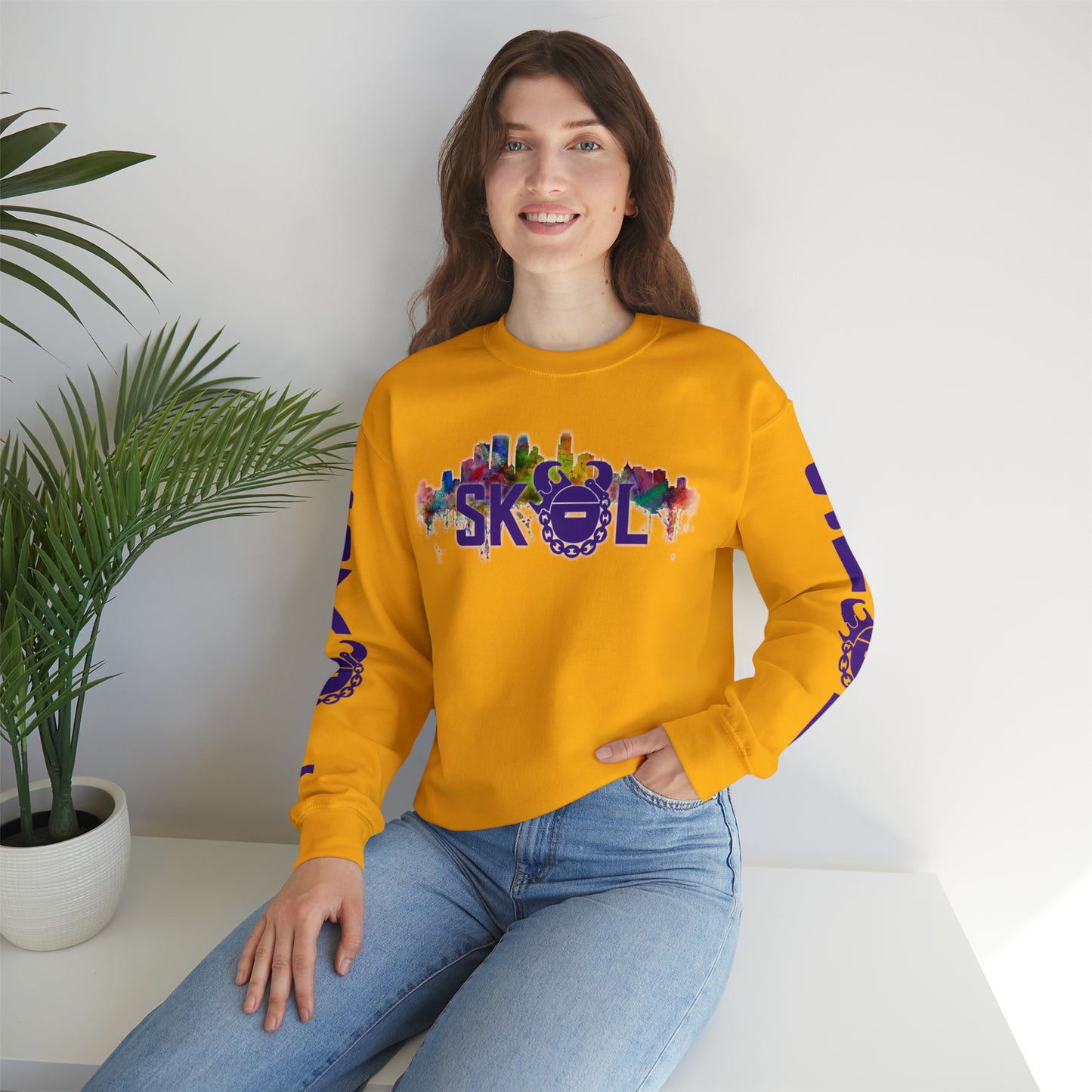 Unisex Heavy Blend™ Crewneck - Skyline + The Original (Sleeves)
