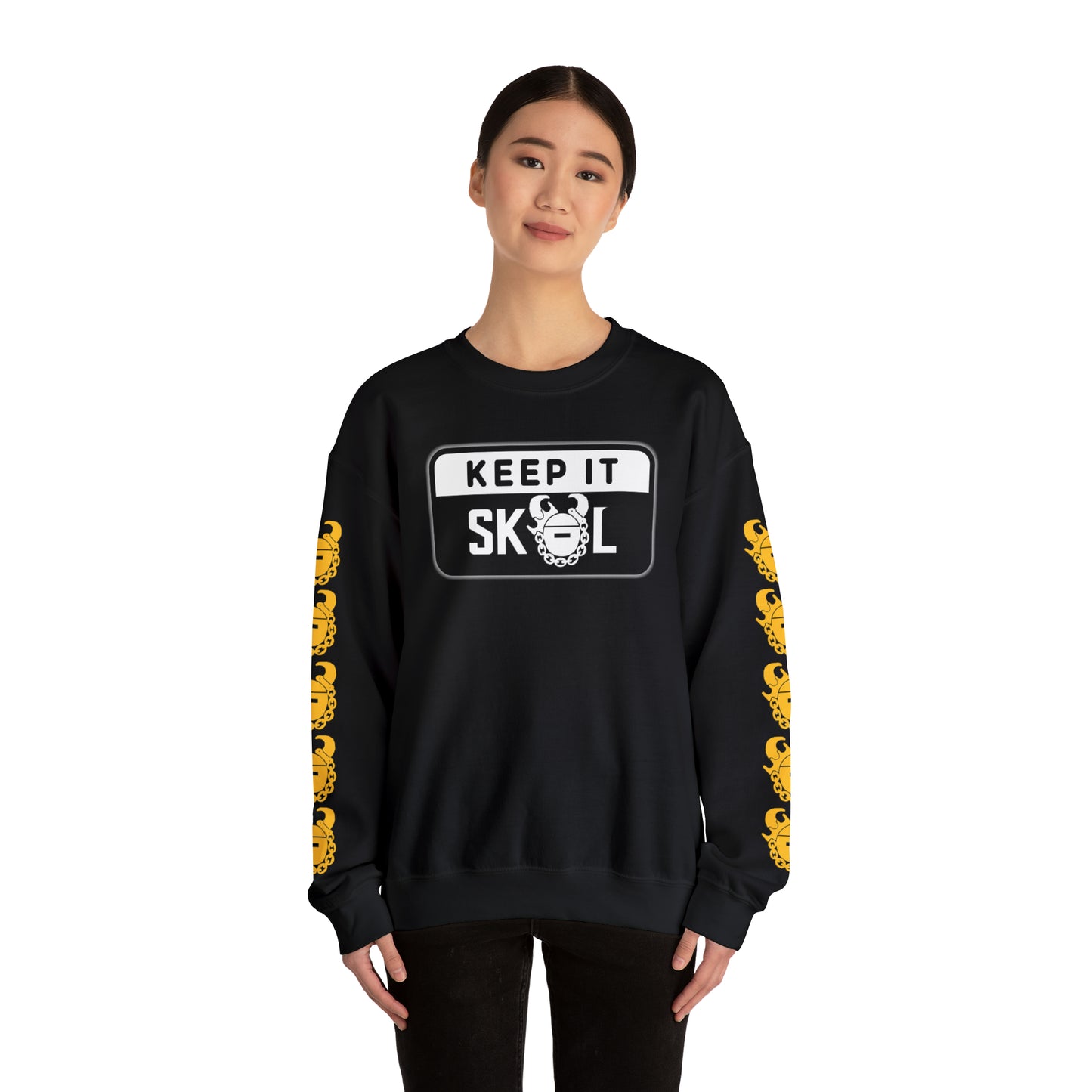 Unisex Heavy Blend™ Crewneck - Keep it Simple (Framed) + Game Day Helmet (Sleeves)