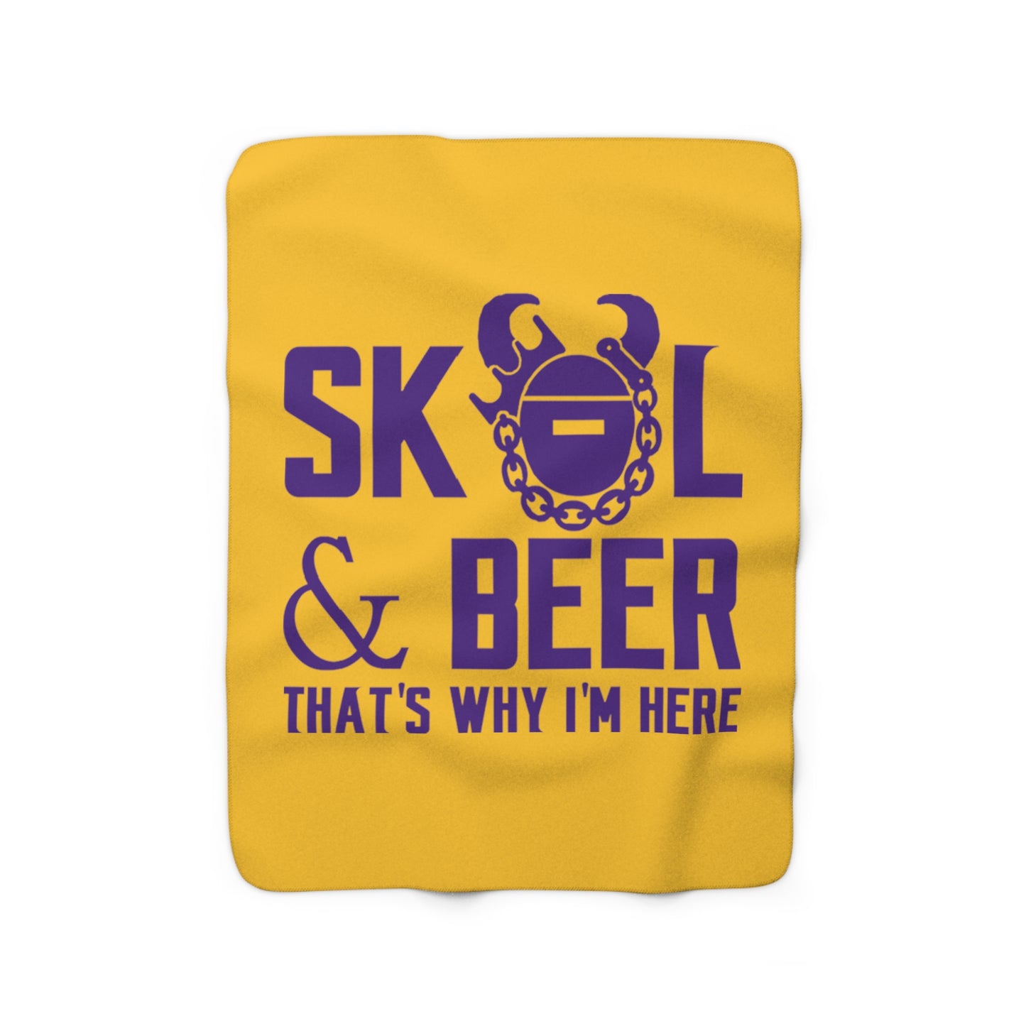 Sherpa Fleece Blanket - Gold/Purple - Football & Beer